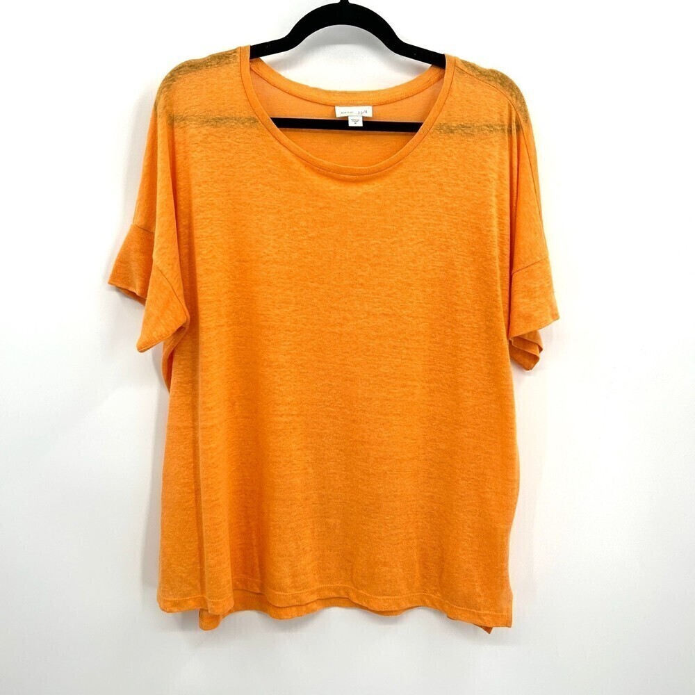 J. JILL Love Linen Basic 100% Linen Round Neck Short Sleeve Shirt Size Medium